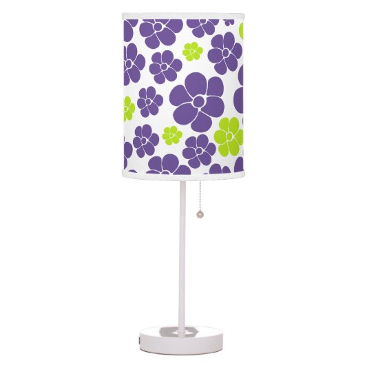 Flower Pattern in Lime Green and Purple Table Lamp (Left)
