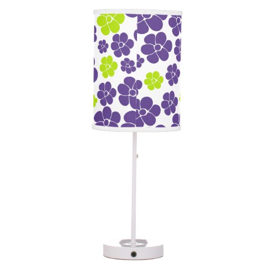 Flower Pattern in Lime Green and Purple Table Lamp (Back)