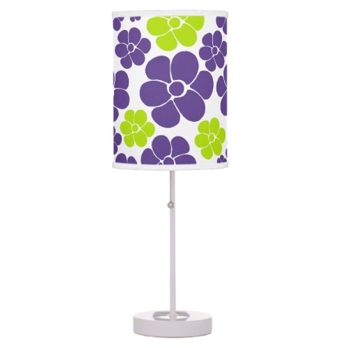 Flower Pattern in Lime Green and Purple Table Lamp