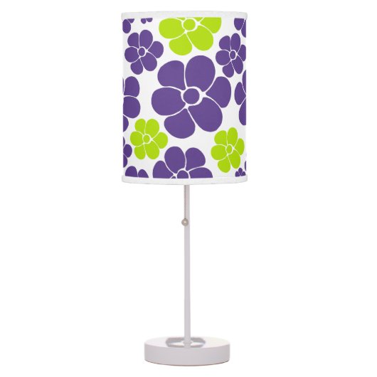 Flower Pattern in Lime Green and Purple Table Lamp (Front)