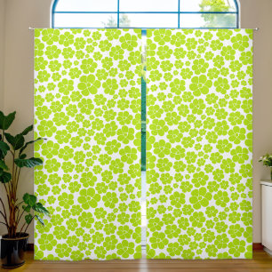 Flower Pattern in Lime Green and White  Blackout Curtains