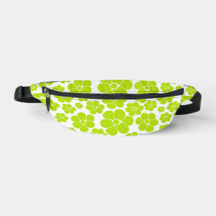 Flower Pattern in Lime Green and White Fanny Pack