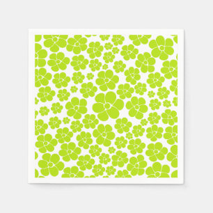 Flower Pattern in Lime Green and White Napkins