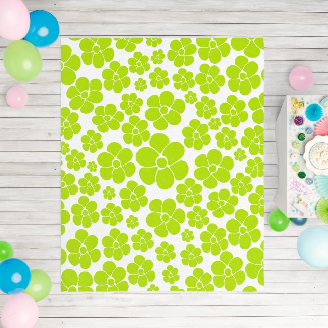 Flower Pattern in Lime Green and White  Outdoor Rug (Insitu (Birthday))