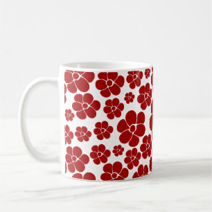 Flower Pattern in Red and White Coffee Mug