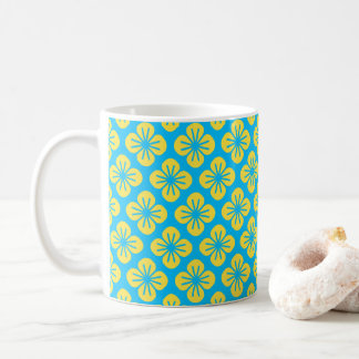 Flower Pattern in Yellow and Turquoise Coffee Mug