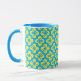 Flower Pattern in Yellow and Turquoise Mug