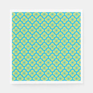 Flower Pattern in Yellow and Turquoise Napkins