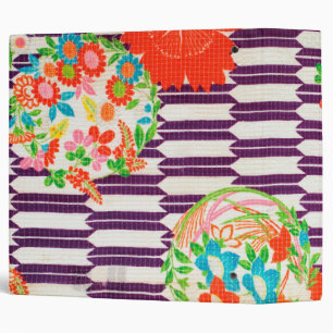 Flower Pattern, Japanese Design 3 Ring Binder