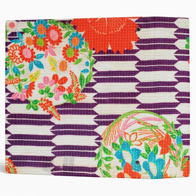 Flower Pattern, Japanese Design 3 Ring Binder (Back/Spine)