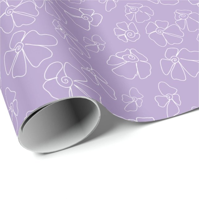 Flower pattern Lavender Wrapping Paper (Roll Corner)