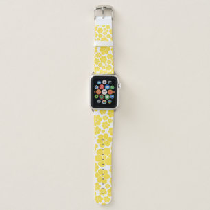 Flower Pattern - Lemon Yellow and White Apple Watch Band