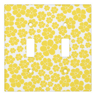 Flower Pattern - Lemon Yellow and White  Light Switch Cover