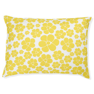 Flower Pattern - Lemon Yellow and White Pet Bed