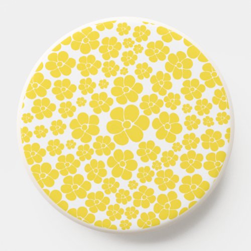 Flower Pattern _ Lemon Yellow and White  PopSocket