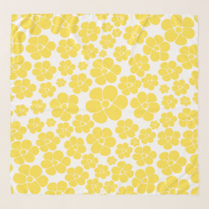 Flower Pattern - Lemon Yellow and White  Scarf
