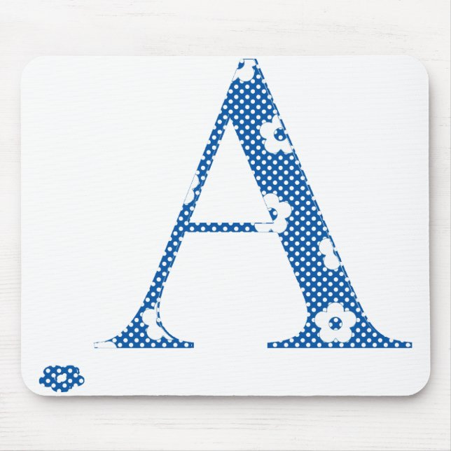 Flower Pattern Letter A(blue) Mouse Pad (Front)
