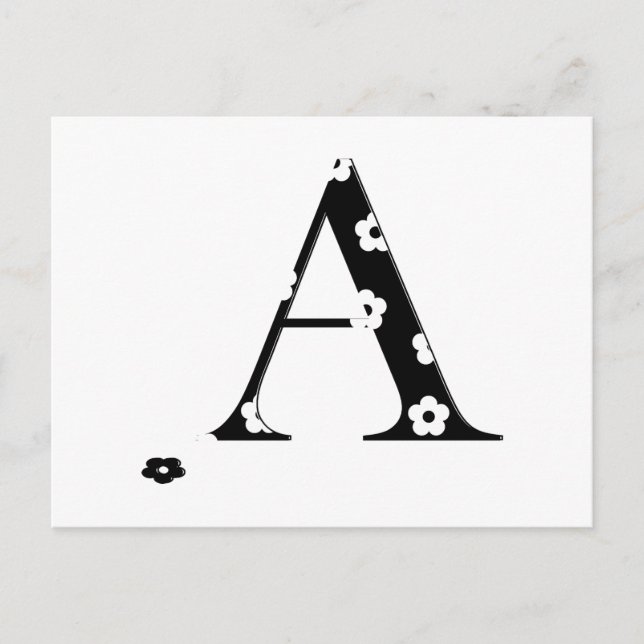 Flower Pattern Letter A Postcard (Front)