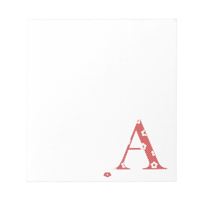 Flower Pattern Letter A(red) Notepad (Front)