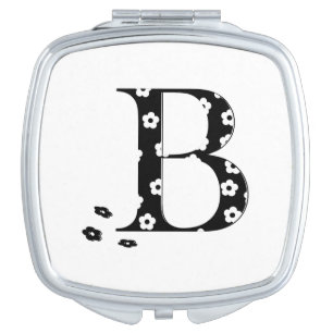 Flower Pattern Letter B Makeup Mirror