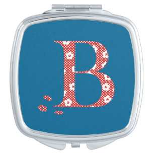 Flower Pattern Letter B(red) Mirror For Makeup