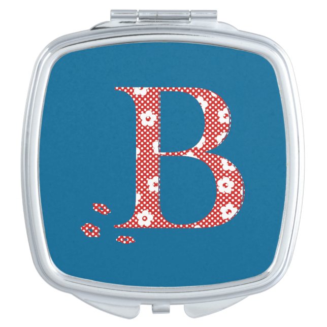Flower Pattern Letter B(red) Mirror For Makeup (Front)