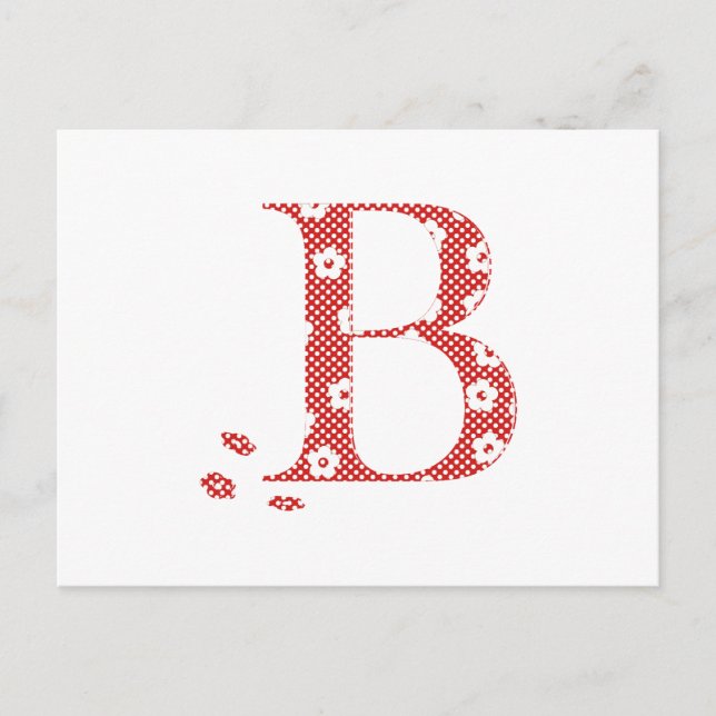 Flower Pattern Letter B(red) Postcard (Front)