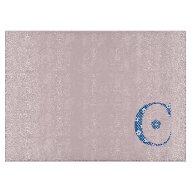 Flower Pattern Letter C(blue) Cutting Board (Front)