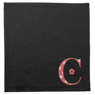 Flower Pattern Letter C(red) Cloth Napkin