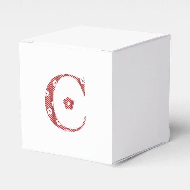 Flower Pattern Letter C(red) Favor Boxes (Front Side)