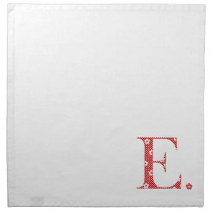 Flower Pattern Letter E(red) Cloth Napkin