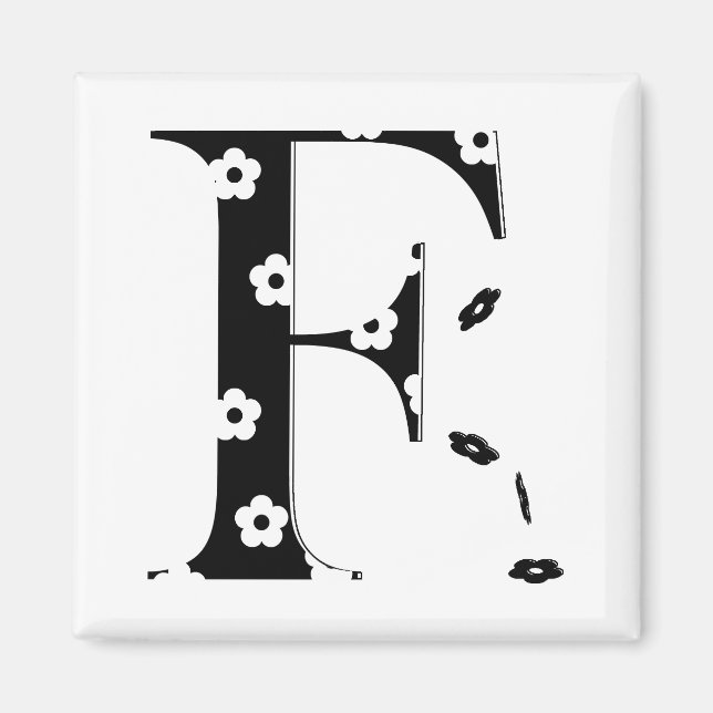 Flower Pattern Letter F Magnet (Front)