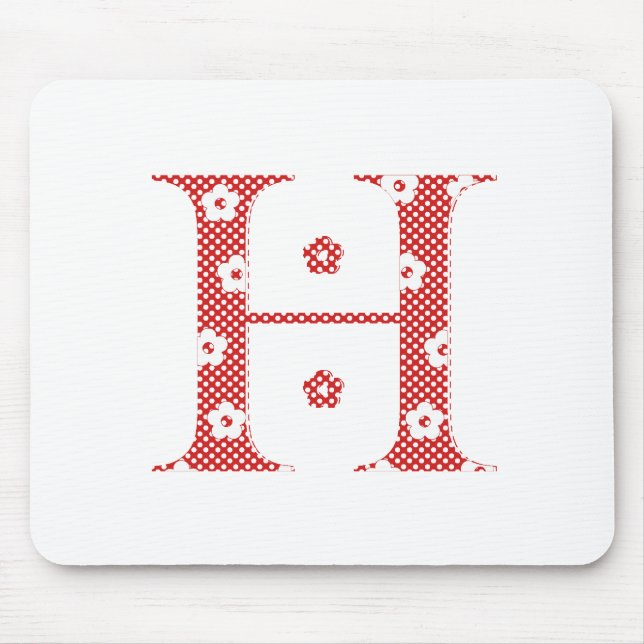 Flower Pattern Letter H (red) Mouse Pad (Front)