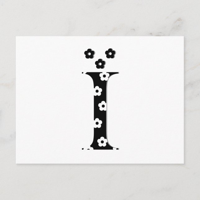 Flower Pattern Letter I Postcard (Front)