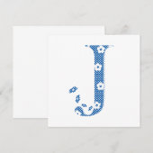 Flower Pattern Letter J (blue) (Front/Back)