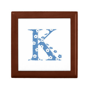 Flower Pattern Letter K(blue) Jewelry Box