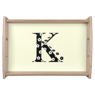 Flower Pattern Letter K Serving Tray