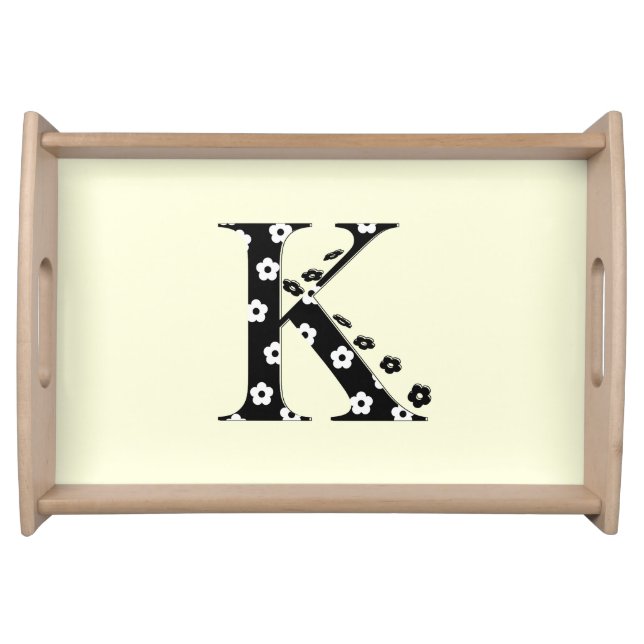Flower Pattern Letter K Serving Tray (Front)