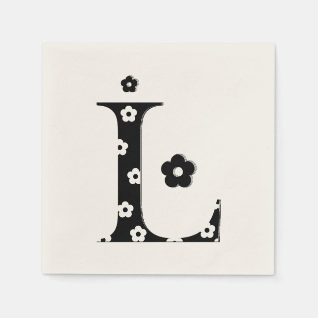 Flower Pattern Letter L Paper Napkins (Front)