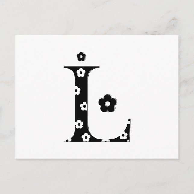 Flower Pattern Letter L Postcard (Front)