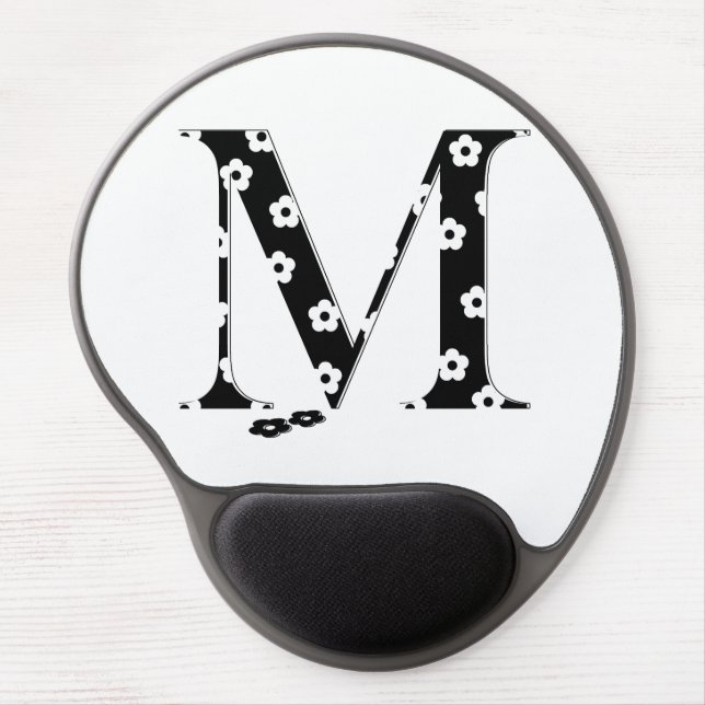 Flower Pattern Letter M Gel Mouse Pad (Front)