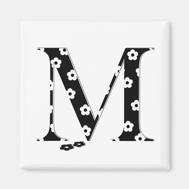 Flower Pattern Letter M Magnet (Front)