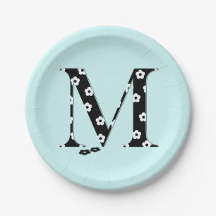 Flower Pattern Letter M Paper Plates