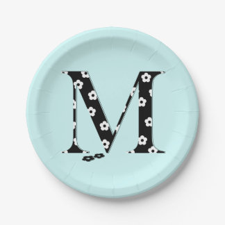 Flower Pattern Letter M Paper Plates
