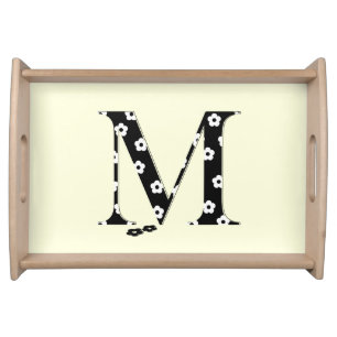 Flower Pattern Letter M Serving Tray