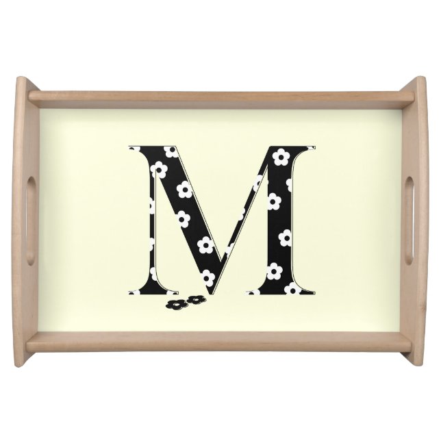 Flower Pattern Letter M Serving Tray (Front)