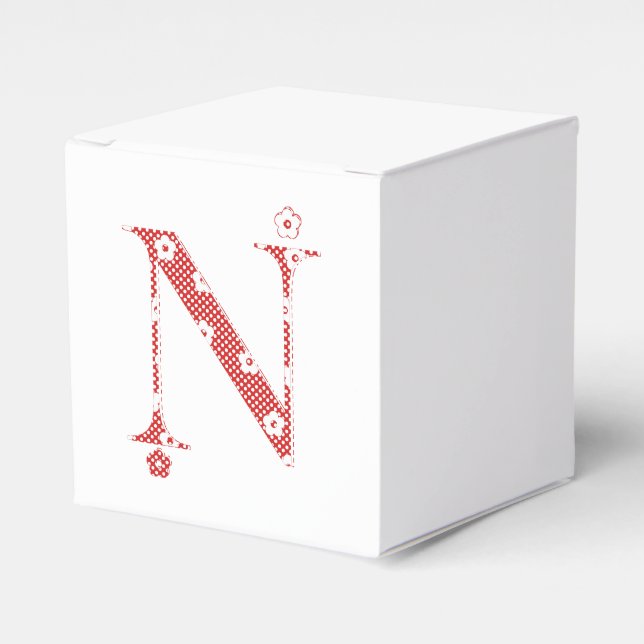 Flower Pattern Letter N(red) Favor Boxes (Front Side)