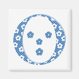 Flower Pattern Letter O(blue) Magnet