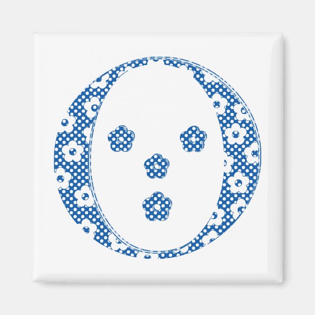 Flower Pattern Letter O(blue) Magnet (Front)