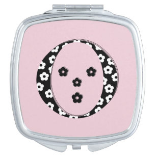 Flower Pattern Letter O Compact Mirror